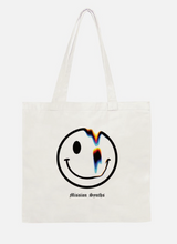 Load image into Gallery viewer, Mission Synths Single Smiley White Tote Bag
